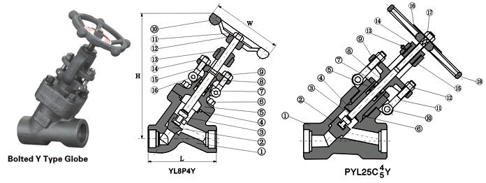 Class 800~2500 Forged Steel Y-Pattern Globe Valve